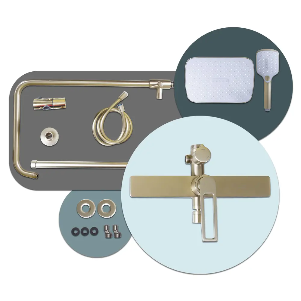 Фото 11 Душевая стойка Maxonor pure life Asket PL2496-6 3 режимная цвет золото Фото 11 Душевая стойка Maxonor pure life Asket PL2496-6 3 режимная цвет золото