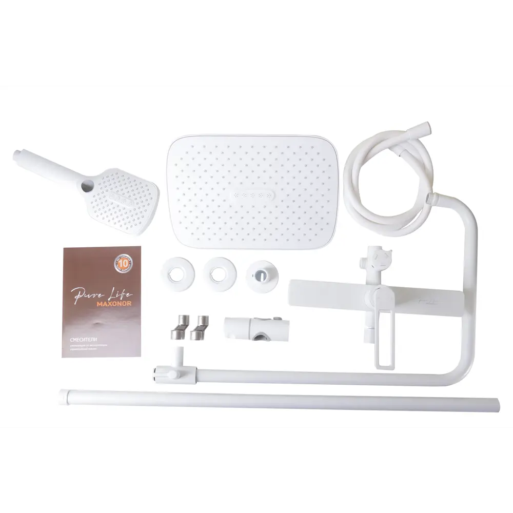 Фото 8 Душевая стойка Maxonor pure life Asket PL2496-8 3 режимная цвет белый Фото 8 Душевая стойка Maxonor pure life Asket PL2496-8 3 режимная цвет белый
