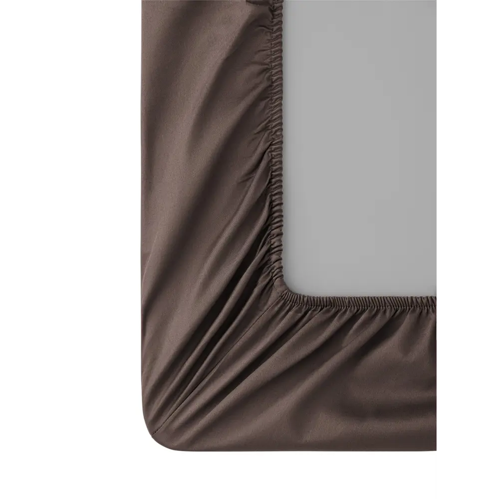 Фото 4 Простыня Denastia BASIC COLLECTION 200x200 см сатин на резинке цвет коричневый Фото 4 Простыня Denastia BASIC COLLECTION 200x200 см сатин на резинке цвет коричневый