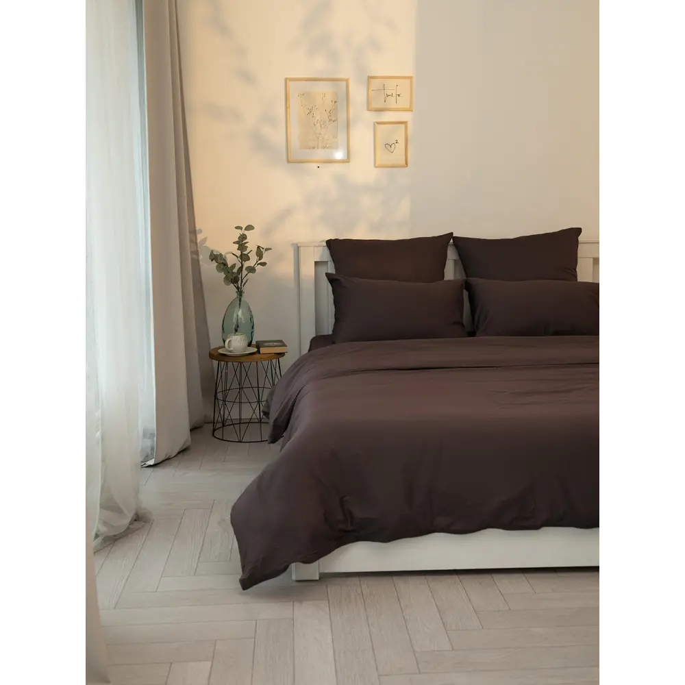 Фото 8 Простыня Denastia BASIC COLLECTION 200x200 см сатин на резинке цвет коричневый Фото 8 Простыня Denastia BASIC COLLECTION 200x200 см сатин на резинке цвет коричневый