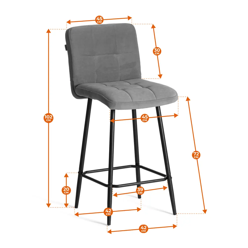 Фото 14 Полубарный стул Tetchair Medeo 24917 42x102 см цвет серый Фото 14 Полубарный стул Tetchair Medeo 24917 42x102 см цвет серый