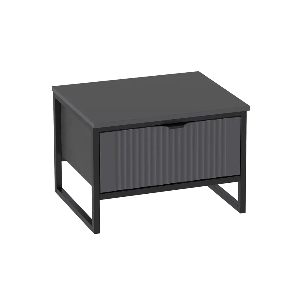 Фото Тумба прикроватная Мебельград 54.5x38x42.5 см 1 ящик ЛДСП цвет металл бруклин/графит Фото Тумба прикроватная Мебельград 54.5x38x42.5 см 1 ящик ЛДСП цвет металл бруклин/графит