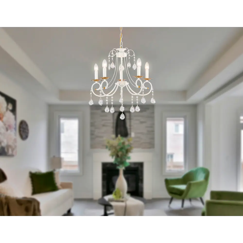 Фото 2 Люстра подвесная Ambrella Light Traditional Ambr_tr4916 5 ламп 7.86 м² цвет белый/золото Фото 2 Люстра подвесная Ambrella Light Traditional Ambr_tr4916 5 ламп 7.86 м² цвет белый/золото