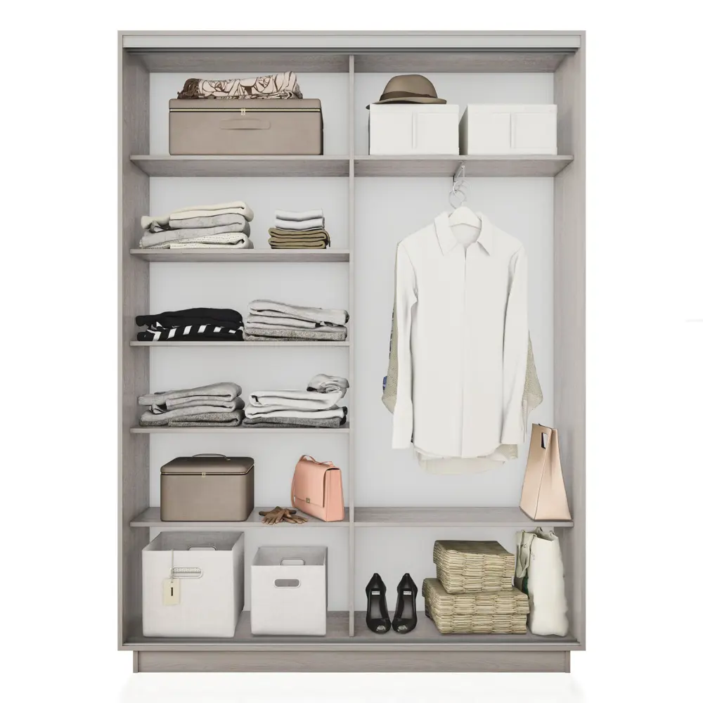 Фото 2 Шкаф-купе Мебельная Компания Е1 2 дверный 240x160x45 см зеркала 7 полок ЛДСП цвет ясень шимо светлый Фото 2 Шкаф-купе Мебельная Компания Е1 2 дверный 240x160x45 см зеркала 7 полок ЛДСП цвет ясень шимо светлый