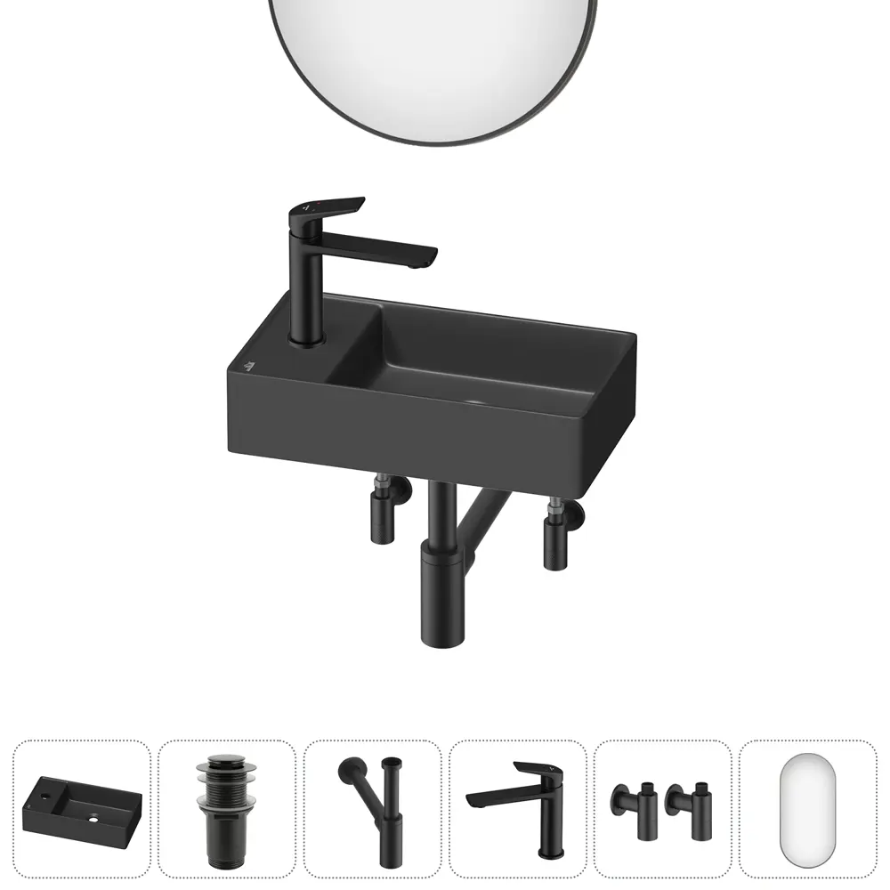 Фото Раковина мини Wellsee WC Area 41см комплект 6 в 1 20218144R