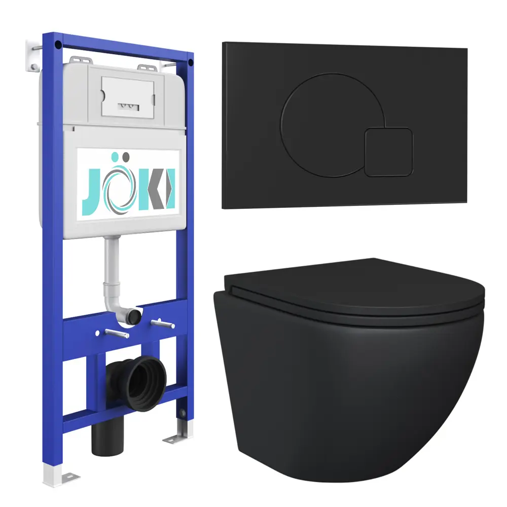 Фото Комплект инсталляция с унитазом Joki JKS111011023BM цвет черный Фото Комплект инсталляция с унитазом Joki JKS111011023BM цвет черный