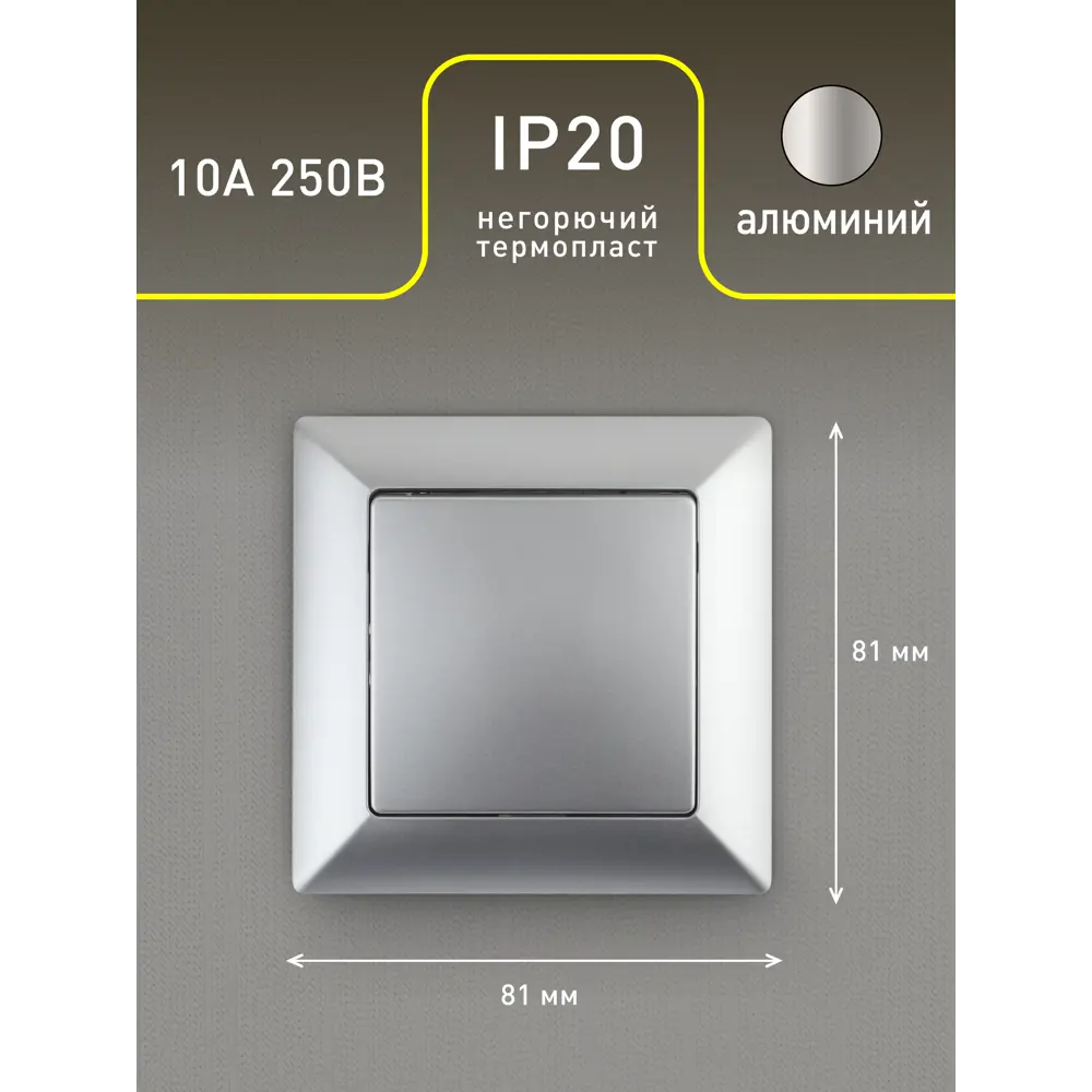 Фото Выключатель встраиваемый Intro Solo Б0053544 1 клавиша цвет алюминий Фото Выключатель встраиваемый Intro Solo Б0053544 1 клавиша цвет алюминий