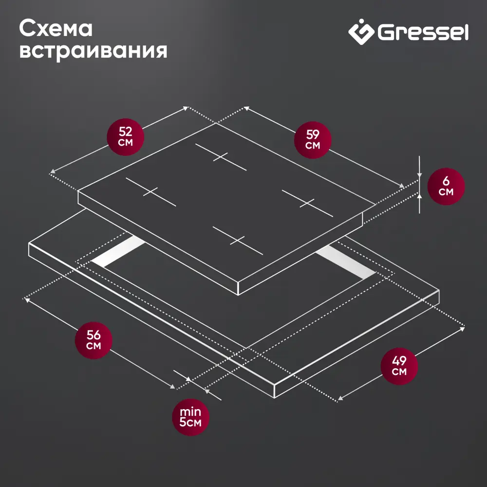 Фото 12 Индукционная варочная панель Gressel U60I74S000 60 см 4 конфорки цвет черный Фото 12 Индукционная варочная панель Gressel U60I74S000 60 см 4 конфорки цвет черный