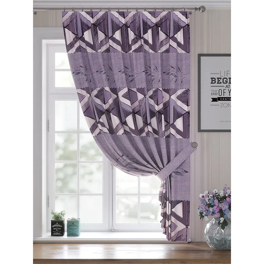 Фото 4 Штора Helga Рикенрис TD-530275 на шторной ленте, 180x150 см, цвет фиолетовый Фото 4 Штора Helga Рикенрис TD-530275 на шторной ленте, 180x150 см, цвет фиолетовый
