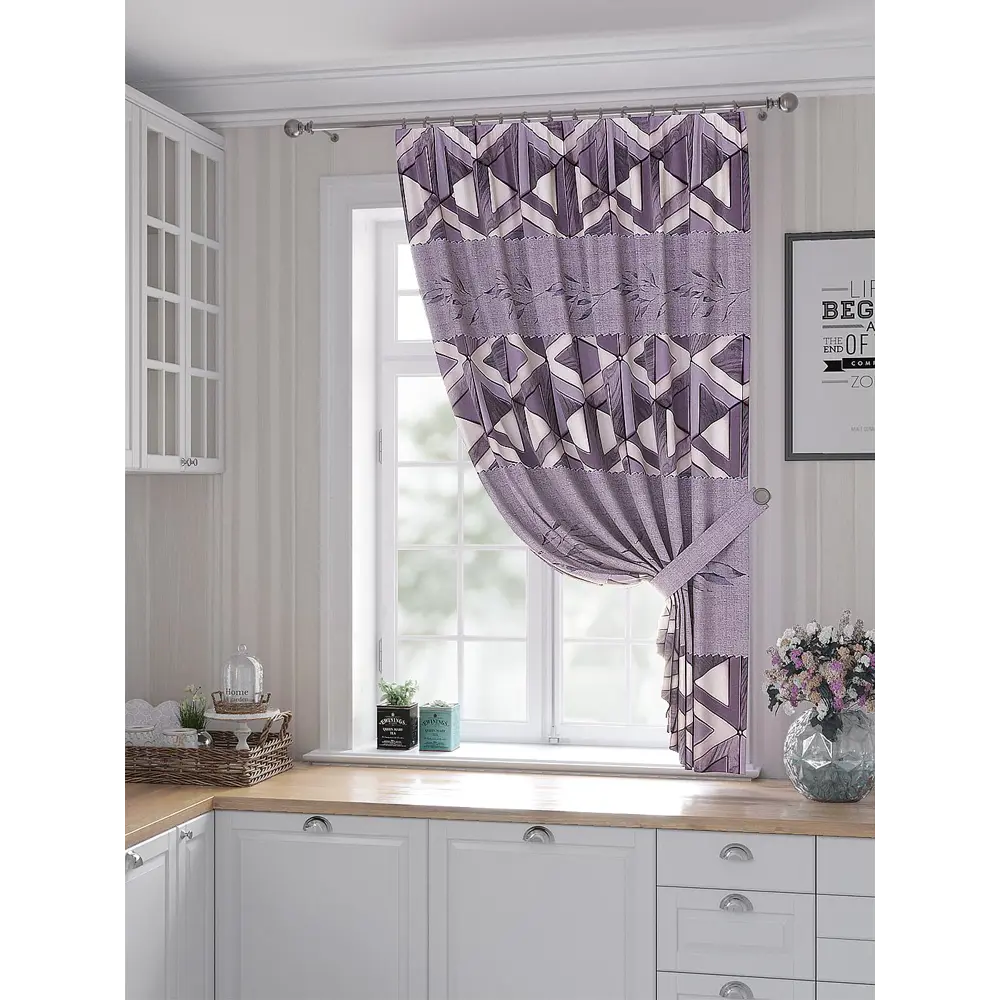 Фото Штора Helga Рикенрис TD-530275 на шторной ленте, 180x150 см, цвет фиолетовый Фото Штора Helga Рикенрис TD-530275 на шторной ленте, 180x150 см, цвет фиолетовый