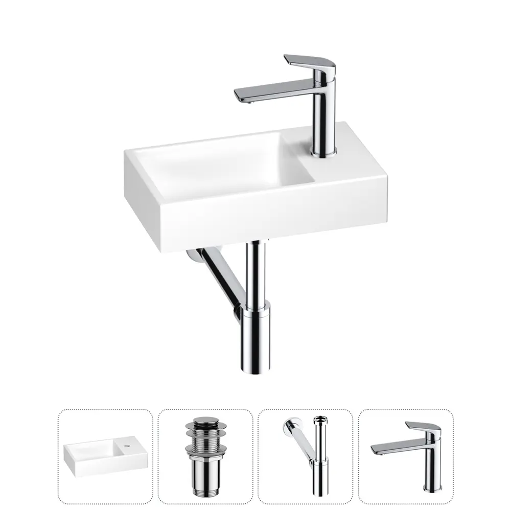 Фото Мини-раковина для ванной или туалета Wellsee WC Area 202011813 с донным клапаном, сифоном и смесителем Фото Мини-раковина для ванной или туалета Wellsee WC Area 202011813 с донным клапаном, сифоном и смесителем