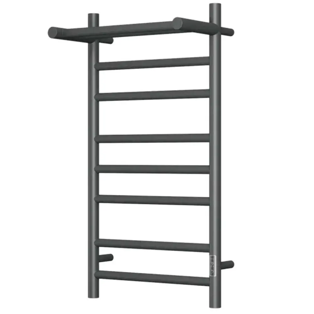 Фото Полотенцесушитель электрический Bauedge Stil Shelf Gun Grey П7 400x800 мм 110 Вт с полкой лесенка цвет темно-серый металлик Фото Полотенцесушитель электрический Bauedge Stil Shelf Gun Grey П7 400x800 мм 110 Вт с полкой лесенка цвет темно-серый металлик