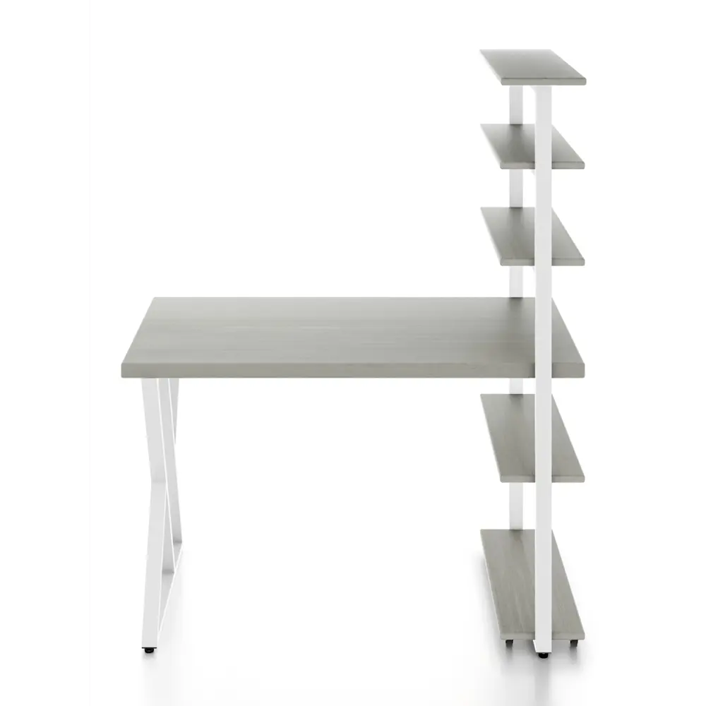Фото Стол Solarius loft с 5 полками столешница 40 мм 80x145x120 см белые металлические Z-образные ножки сосна цвет платиновый Фото Стол Solarius loft с 5 полками столешница 40 мм 80x145x120 см белые металлические Z-образные ножки сосна цвет платиновый