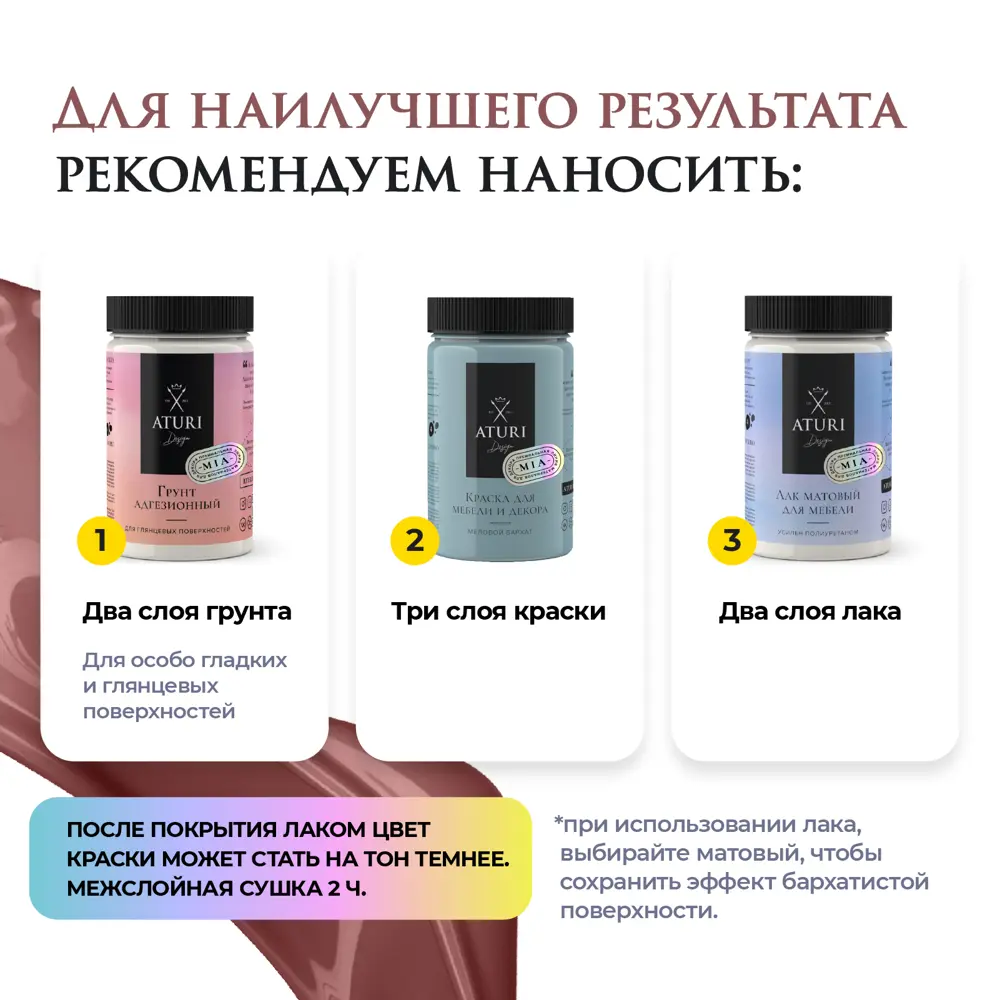 Фото 11 Краска для мебели и декора Aturi Design Mia без запаха меловая матовая цвет винтажный кармин 830 гр Фото 11 Краска для мебели и декора Aturi Design Mia без запаха меловая матовая цвет винтажный кармин 830 гр