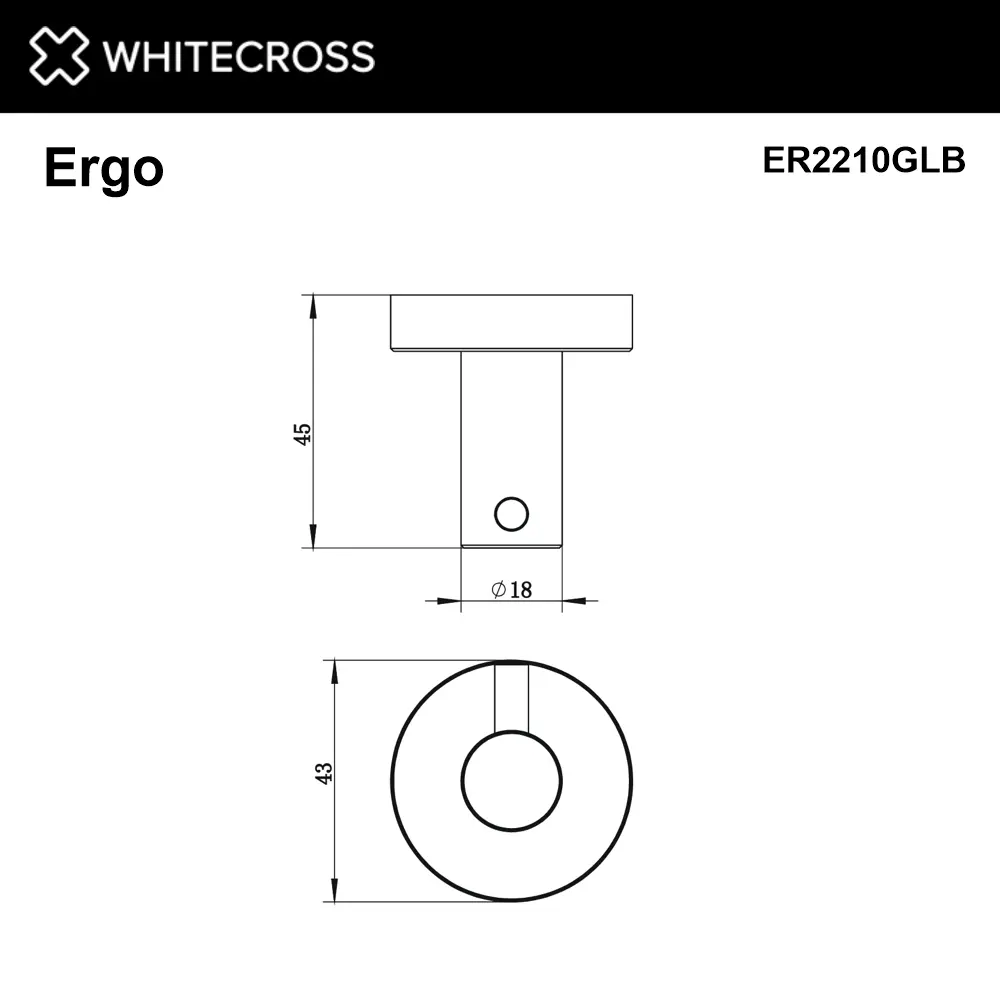 Фото 2 Крючок для ванной WHITECROSS ERGO ER2210GLB цвет брашированное золото Фото 2 Крючок для ванной WHITECROSS ERGO ER2210GLB цвет брашированное золото