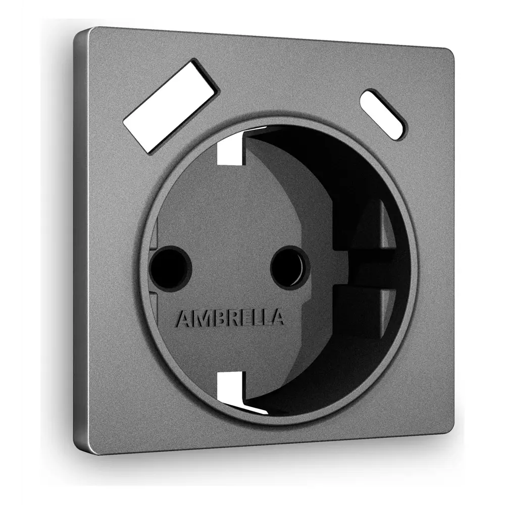 Фото Накладка для розетки с заземлением со шторками 2USB A+C Ambrella volt Alfa AP6600 цвет антрацит серый Фото Накладка для розетки с заземлением со шторками 2USB A+C Ambrella volt Alfa AP6600 цвет антрацит серый