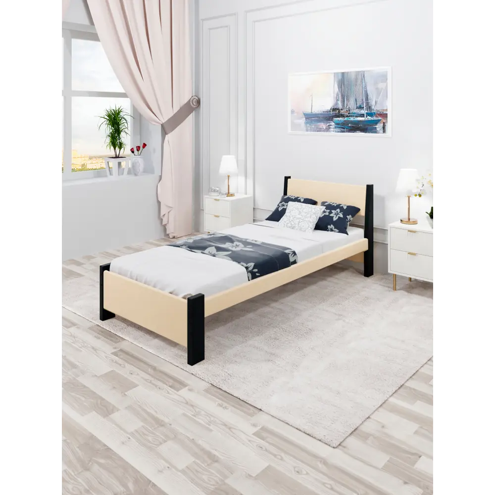 Фото 4 Кровать Solarius Мишка орто основание mkr-obiv-rs3-ser80-190-orto 90 x 80 x 200 см дерево цвет бежевый/антрацит Фото 4 Кровать Solarius Мишка орто основание mkr-obiv-rs3-ser80-190-orto 90 x 80 x 200 см дерево цвет бежевый/антрацит