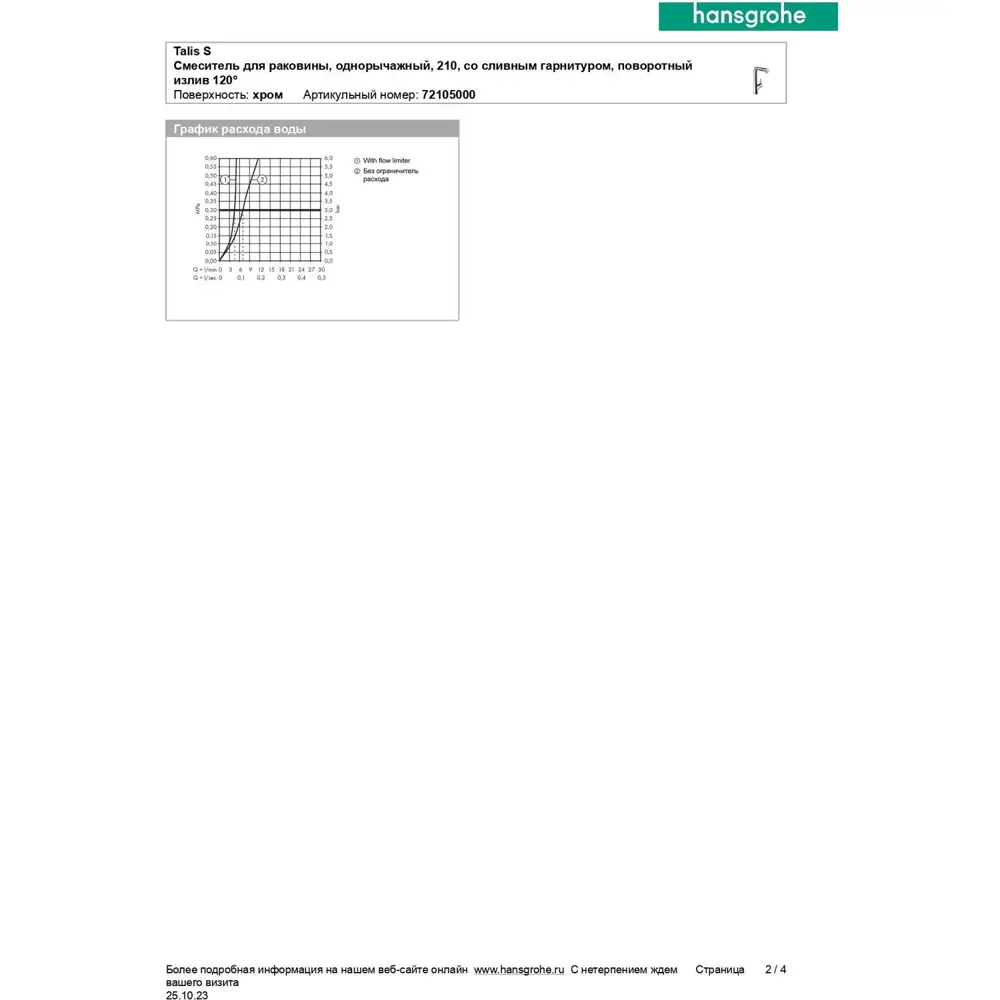 Фото 4 Смеситель для раковины Hansgrohe 72105000 Фото 4 Смеситель для раковины Hansgrohe 72105000