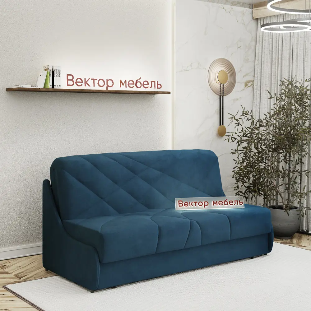 Фото 8 Диван-кровать Вектор Клайд прямой с ящиком беспружинный 63x96x108 см велюр цвет синий Фото 8 Диван-кровать Вектор Клайд прямой с ящиком беспружинный 63x96x108 см велюр цвет синий