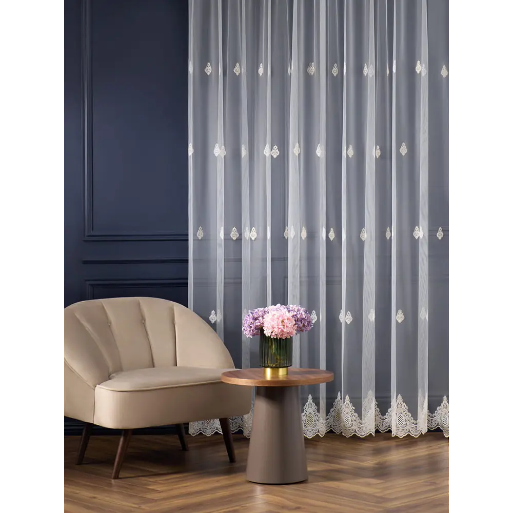 Фото Штора Arya home 8001885869487 на шторной ленте 250x300 см цвет белый золото Фото Штора Arya home 8001885869487 на шторной ленте 250x300 см цвет белый золото