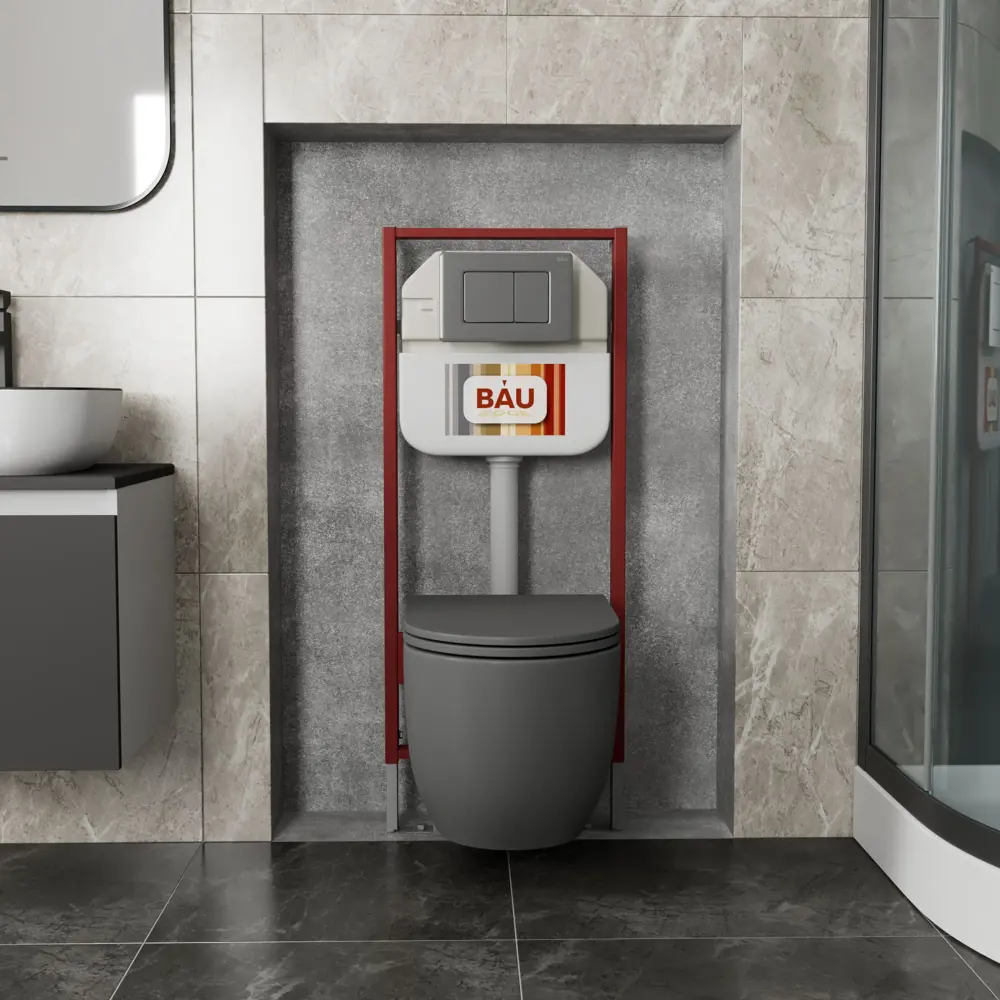 Фото 2 Комплект BAUEDGE NEO45700-BL0001-DG-Q00017 6 в 1: инсталляция, унитаз безободковый Dream Dark Matt Grey, сиденье микролифт, кнопка Gun Grey Фото 2 Комплект BAUEDGE NEO45700-BL0001-DG-Q00017 6 в 1: инсталляция, унитаз безободковый Dream Dark Matt Grey, сиденье микролифт, кнопка Gun Grey