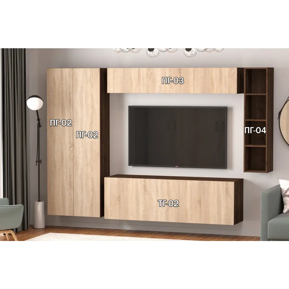 Фото 4 Полка Furnistyle 11713 160x30x32 см ЛДСП цвет дуб сонома, дуб коричневый табак Фото 4 Полка Furnistyle 11713 160x30x32 см ЛДСП цвет дуб сонома, дуб коричневый табак
