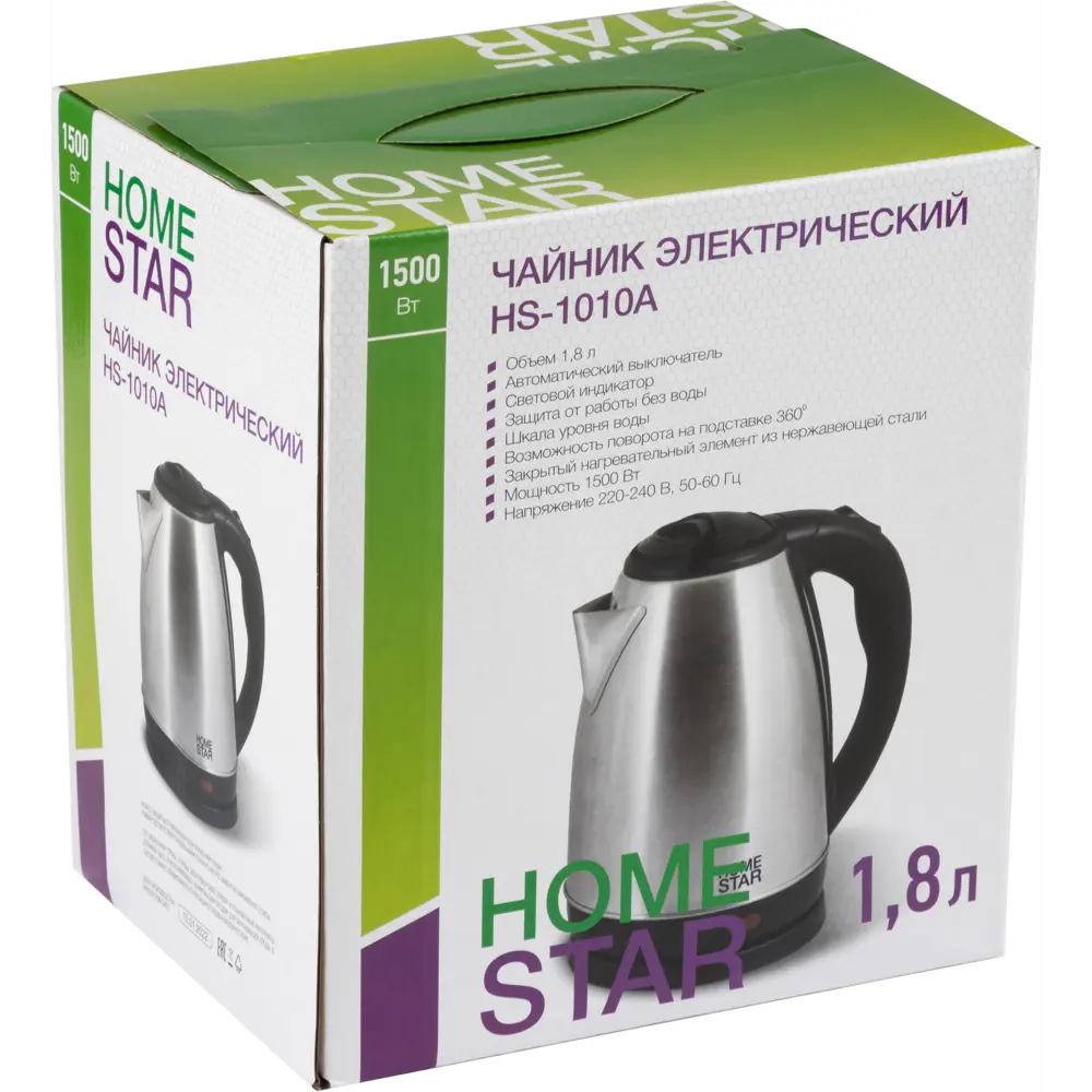 Фото 7 Электрический чайник 1.8 л Homestar HS-1010A пластик цвет черный Фото 7 Электрический чайник 1.8 л Homestar HS-1010A пластик цвет черный