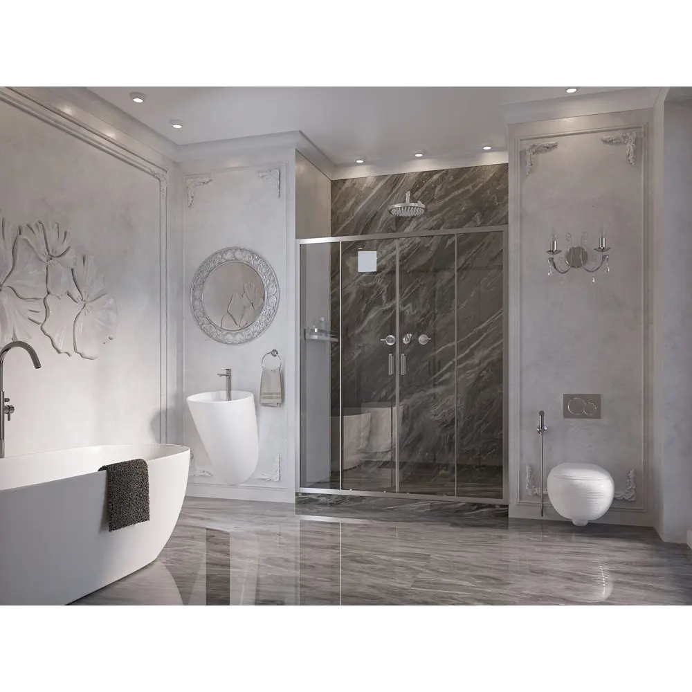 Фото 2 Душевая дверь Ambassador 17021111AX 160см эффект стекла прозрачный раздвижной