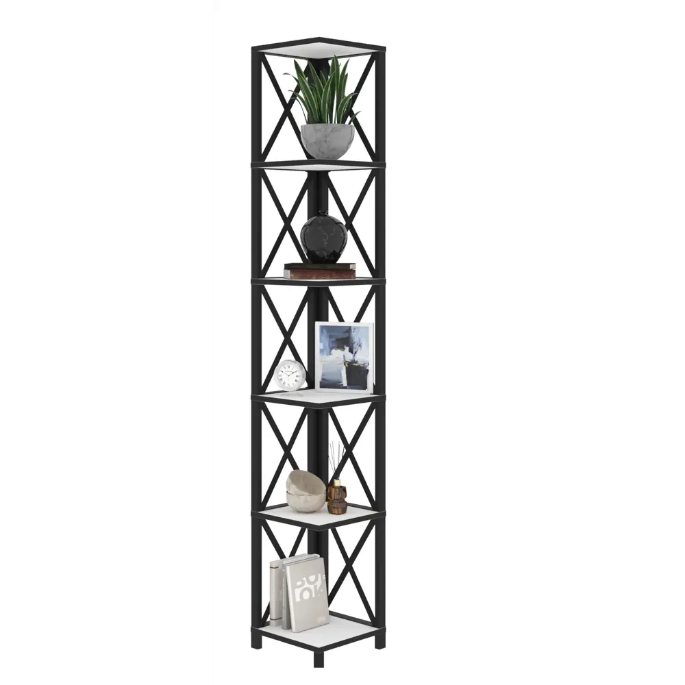 Фото Стеллаж с полками Make mebel Лофт Слим-6 29x182x29 см нагрузка до 20 кг металл цвет светло белый Фото Стеллаж с полками Make mebel Лофт Слим-6 29x182x29 см нагрузка до 20 кг металл цвет светло белый