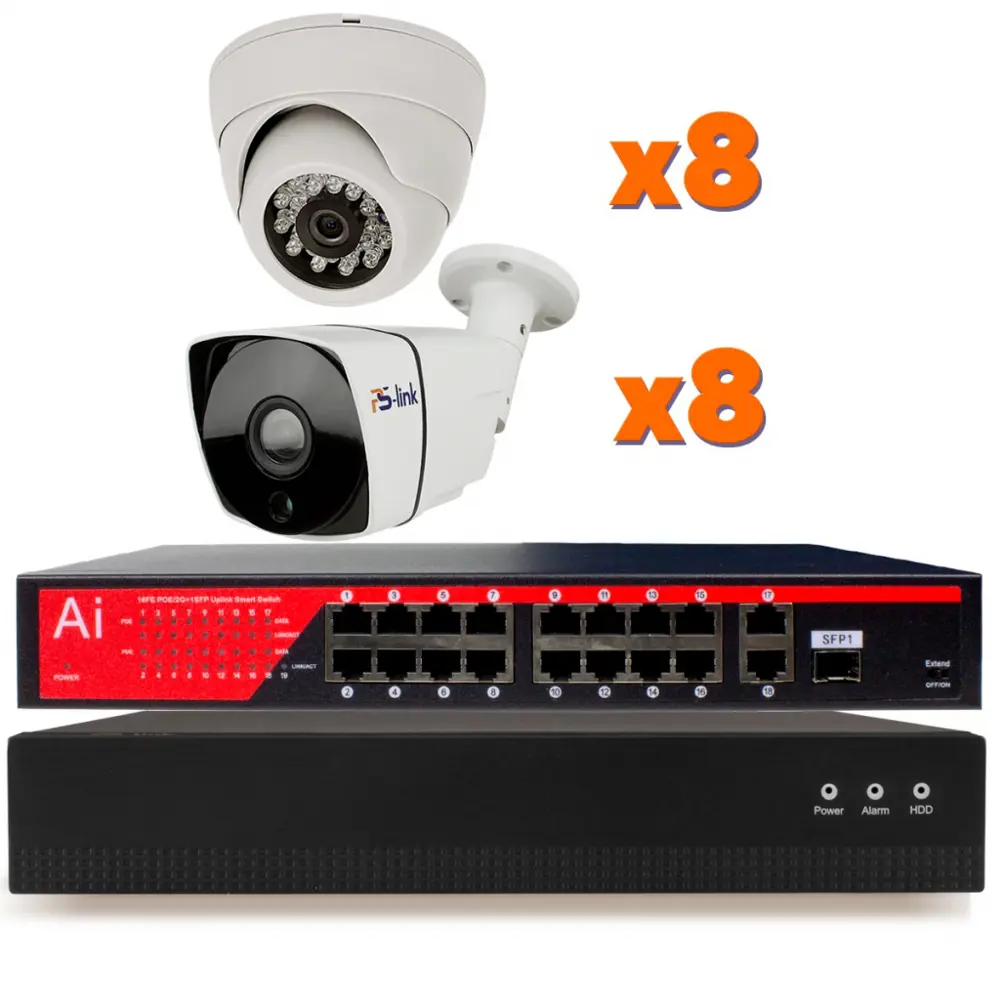 Фото 5 Комплект видеонаблюдения IP PS-link KIT-B516IP-POE 5 Мп 8 камеры для помещения 8 для улицы с POE питанием 2627 Фото 5 Комплект видеонаблюдения IP PS-link KIT-B516IP-POE 5 Мп 8 камеры для помещения 8 для улицы с POE питанием 2627