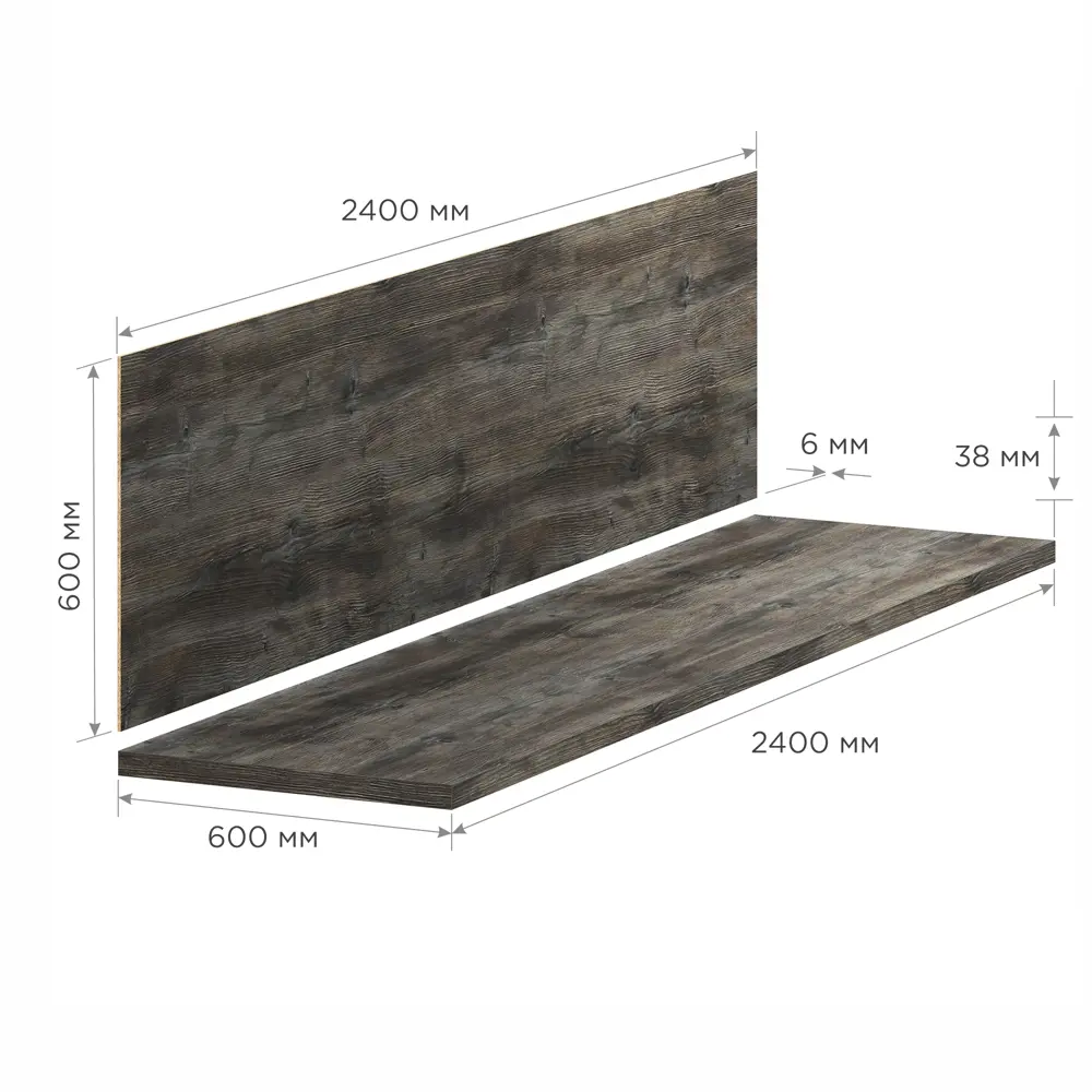 Фото 2 Кухонная столешница Slotex 220x60x4.4 см ДСП цвет сосна орегон Фото 2 Кухонная столешница Slotex 220x60x4.4 см ДСП цвет сосна орегон