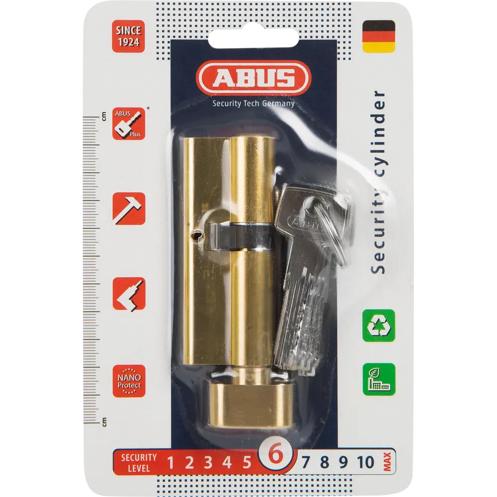 Фото 4 Цилиндр Abus KD6MM Z35/K45, 35x45 мм, ключ/вертушка, цвет золото Фото 4 Цилиндр Abus KD6MM Z35/K45, 35x45 мм, ключ/вертушка, цвет золото