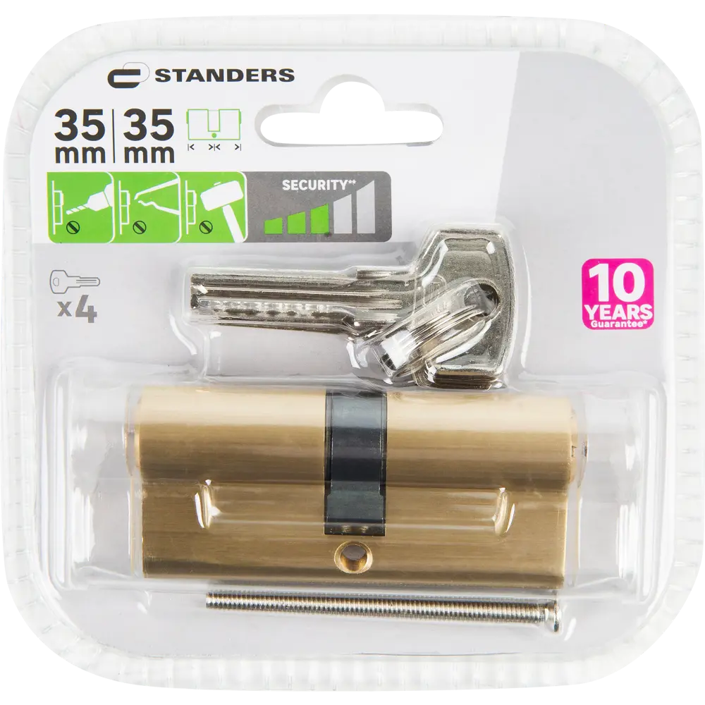 Фото 5 Цилиндр Standers TTBL1-3535, 35x35 мм, ключ/ключ, цвет латунь Фото 5 Цилиндр Standers TTBL1-3535, 35x35 мм, ключ/ключ, цвет латунь
