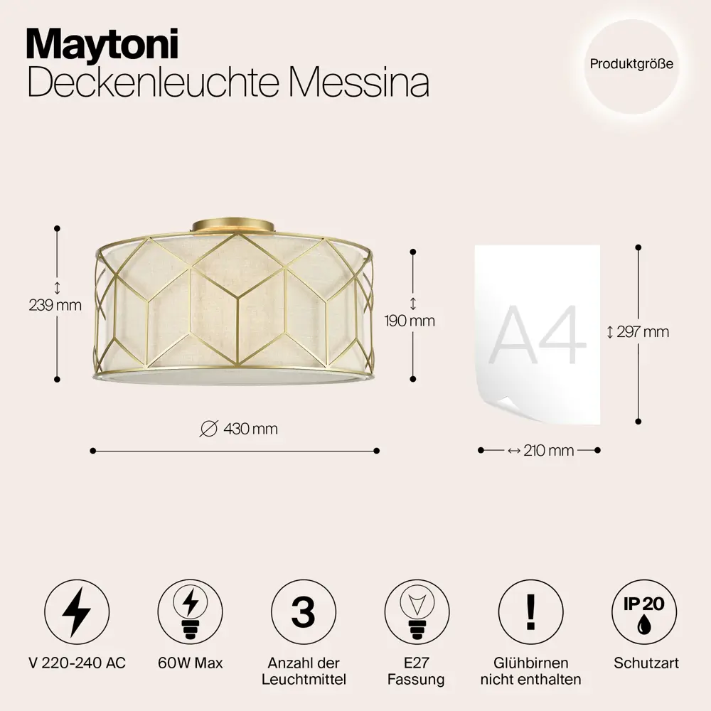 Фото 8 Светильник настенно-потолочный Maytoni Messina H223-PL-03-G 3 лампы цвет золото Фото 8 Светильник настенно-потолочный Maytoni Messina H223-PL-03-G 3 лампы цвет золото