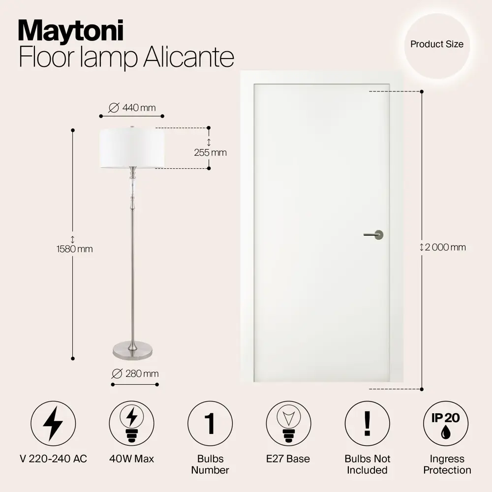 Фото 5 Торшер Maytoni Alicante MOD014FL-01N цвет белый