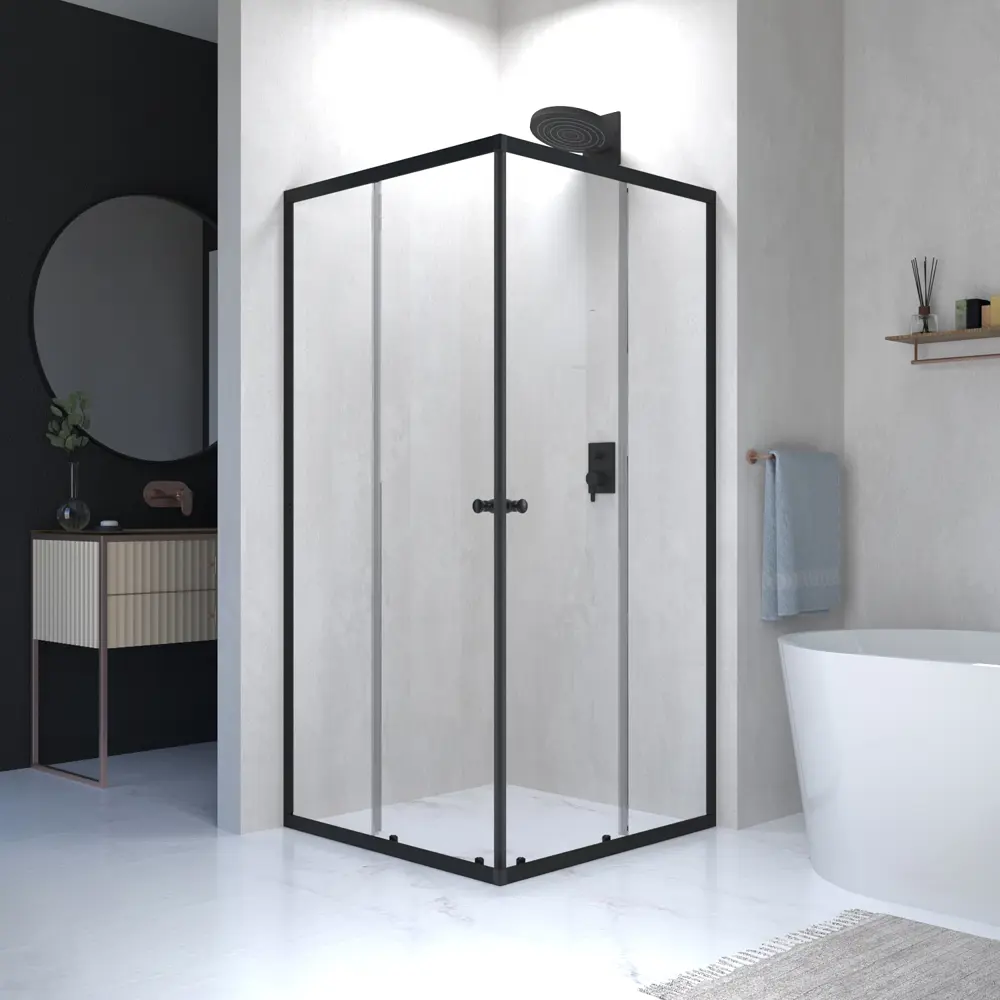 Фото 2 Душевой уголок Domani-spa Shape DS04Sp110L0Cl00.Gt-Black.MP квадрат 100x100см черный профиль эффект стекла прозрачный Фото 2 Душевой уголок Domani-spa Shape DS04Sp110L0Cl00.Gt-Black.MP квадрат 100x100см черный профиль эффект стекла прозрачный