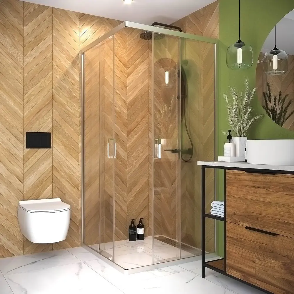 Фото Душевой уголок Domani-spa Cube DS04CbV110L0Cl00.Cr.MP квадрат 100x100см серый профиль эффект стекла прозрачный Фото Душевой уголок Domani-spa Cube DS04CbV110L0Cl00.Cr.MP квадрат 100x100см серый профиль эффект стекла прозрачный