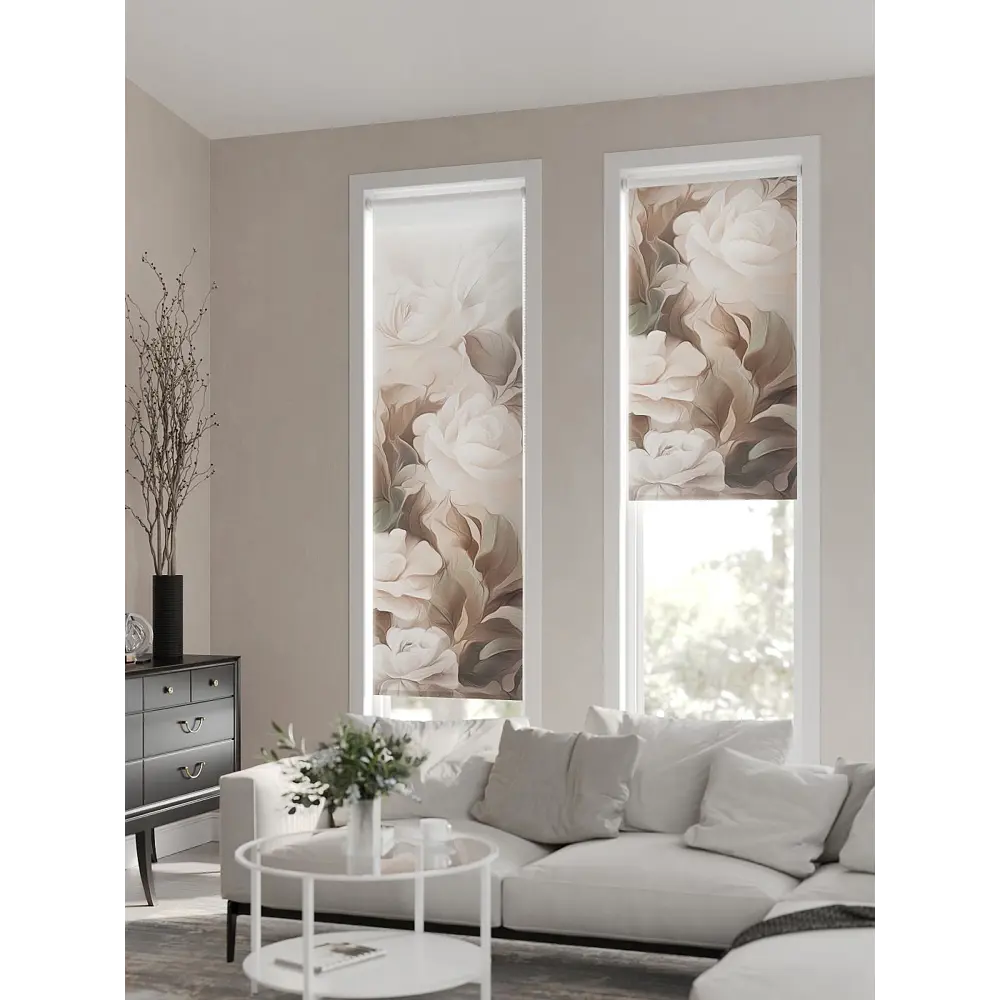 Фото 2 Рулонная штора AT Home Цветы 52x170 см цвет бежевый, белый, коричневый, зеленый Фото 2 Рулонная штора AT Home Цветы 52x170 см цвет бежевый, белый, коричневый, зеленый