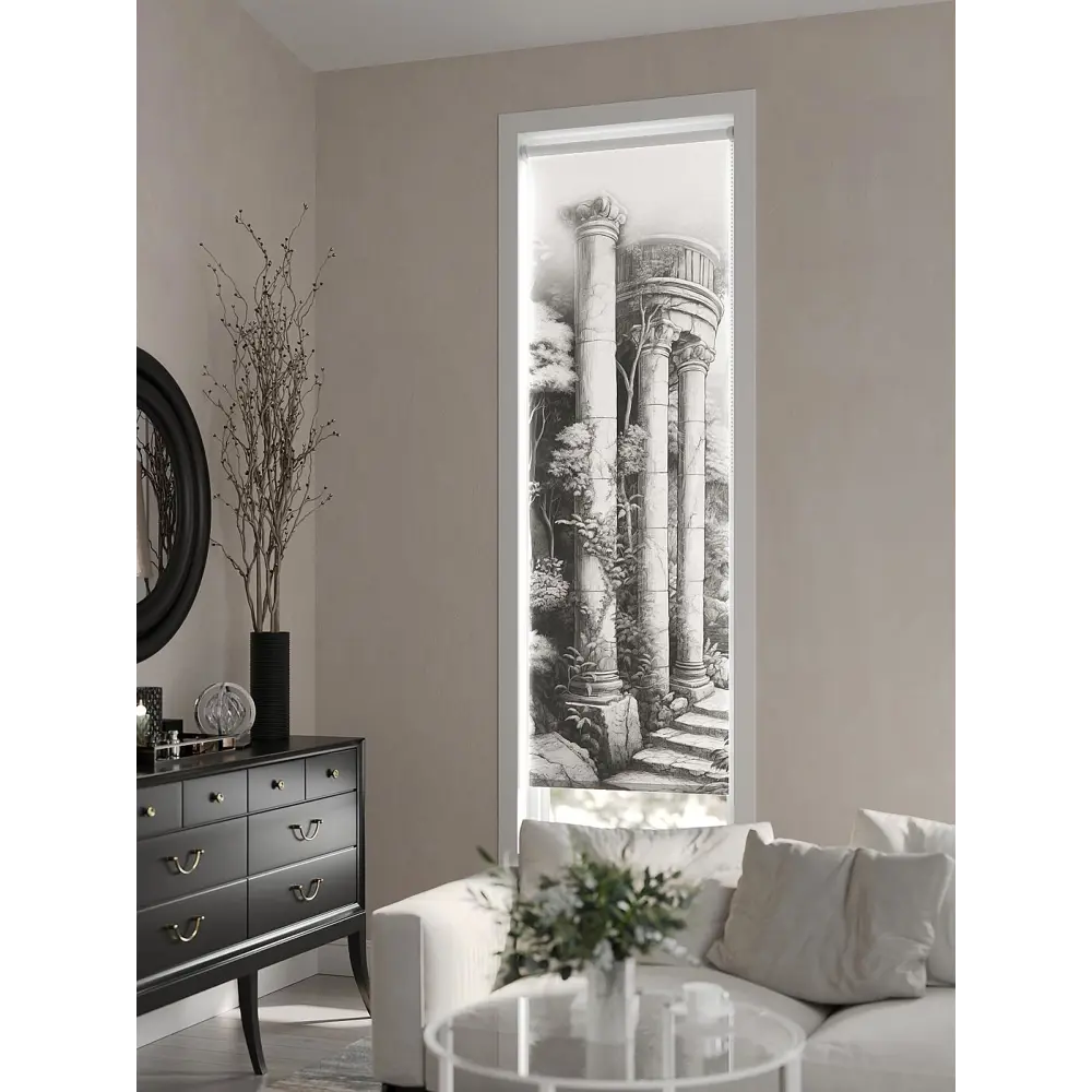 Фото 7 Рулонная штора AT Home Колумна 52x170 см цвет черно-белый, серый Фото 7 Рулонная штора AT Home Колумна 52x170 см цвет черно-белый, серый