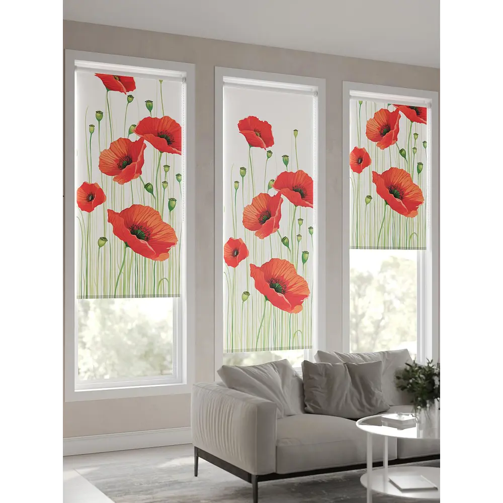 Фото 3 Рулонная штора AT Home Мак 62x170 см цвет белый, красный, зеленый Фото 3 Рулонная штора AT Home Мак 62x170 см цвет белый, красный, зеленый