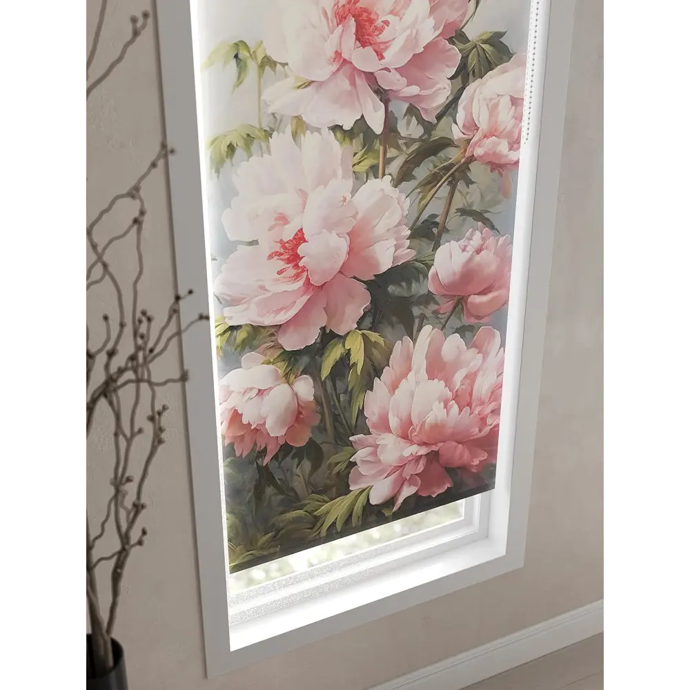 Фото 5 Рулонная штора AT Home Пионы 62x170 см цвет белый, зеленый, розовый Фото 5 Рулонная штора AT Home Пионы 62x170 см цвет белый, зеленый, розовый
