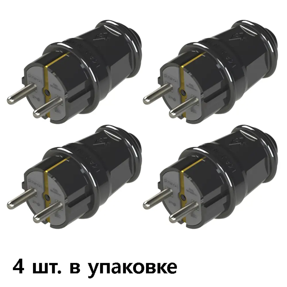 Фото Вилка Ne-ad 1010-S 250 В с заземлением цвет черный 40 шт.