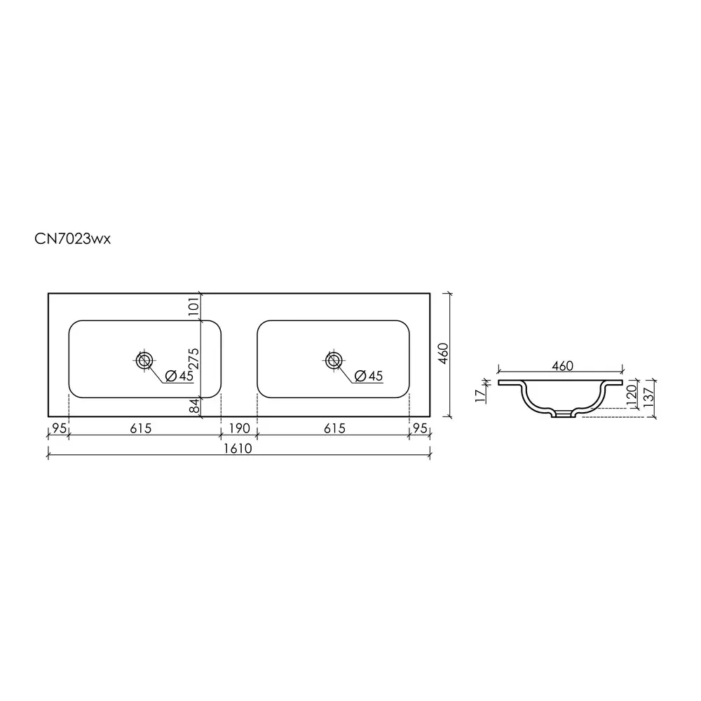 Фото 3 Раковина накладная мебельная Ceramicanova Grace CN7023wx 161см с двумя чашами без отверстий под смеситель Фото 3 Раковина накладная мебельная Ceramicanova Grace CN7023wx 161см с двумя чашами без отверстий под смеситель