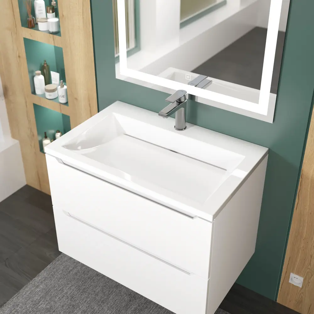 Фото 2 Раковина для ванной Uperwood Infinity 70 см белая глянцевая Фото 2 Раковина для ванной Uperwood Infinity 70 см белая глянцевая