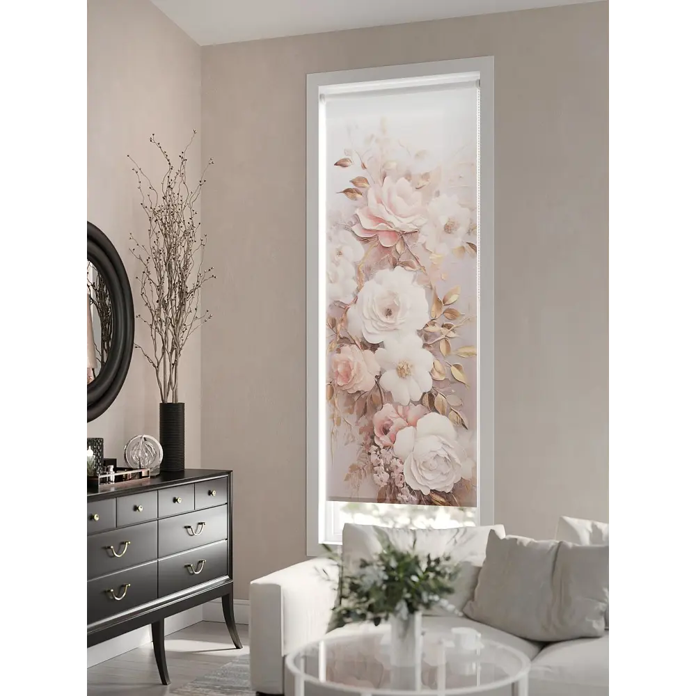 Фото Рулонная штора At Home Нертонс AT770021068, 68x170 см, цвет бежевый, розовый Фото Рулонная штора At Home Нертонс AT770021068, 68x170 см, цвет бежевый, розовый