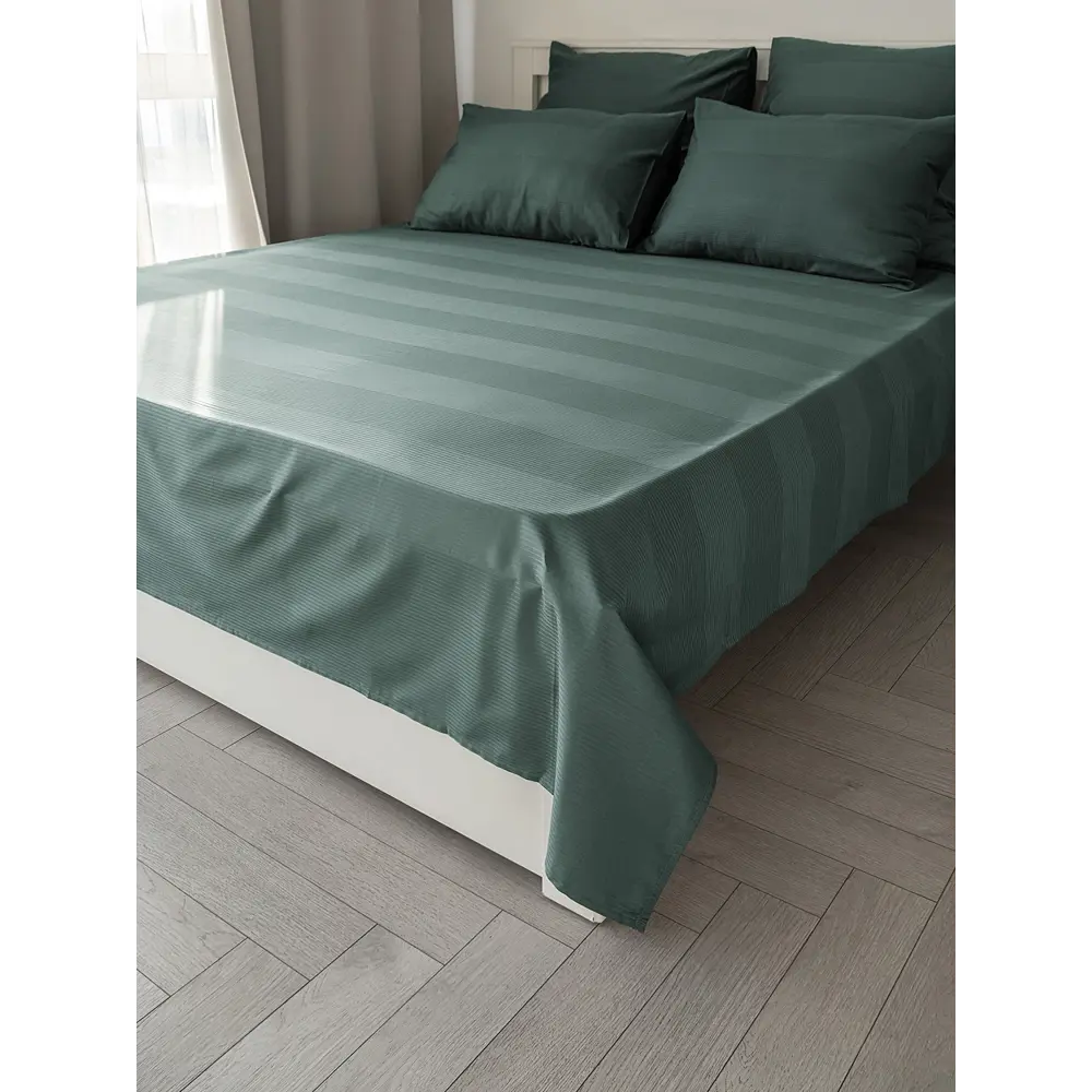 Фото 2 Простыня Denastia BASIC COLLECTION 250x240 см сатин без резинки цвет зеленый Фото 2 Простыня Denastia BASIC COLLECTION 250x240 см сатин без резинки цвет зеленый