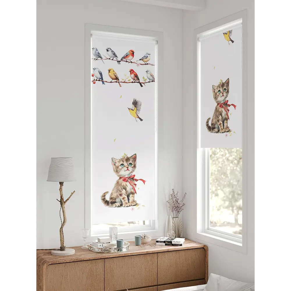 Фото Рулонная штора блэкаут At Home Федера AT774722, 62x170 см, цвет белый, разноцветный