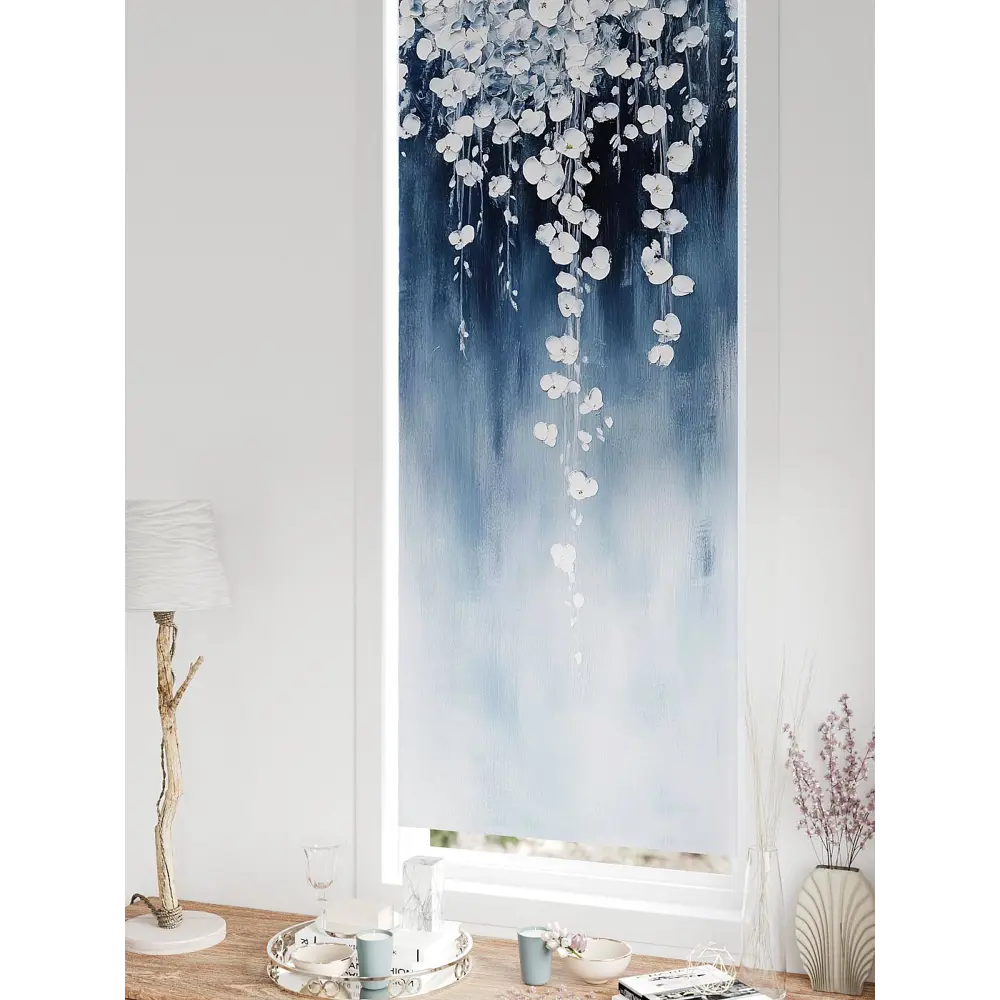 Фото Рулонная штора блэкаут At Home Федера AT774615, 62x170 см, цвет белый, синий Фото Рулонная штора блэкаут At Home Федера AT774615, 62x170 см, цвет белый, синий