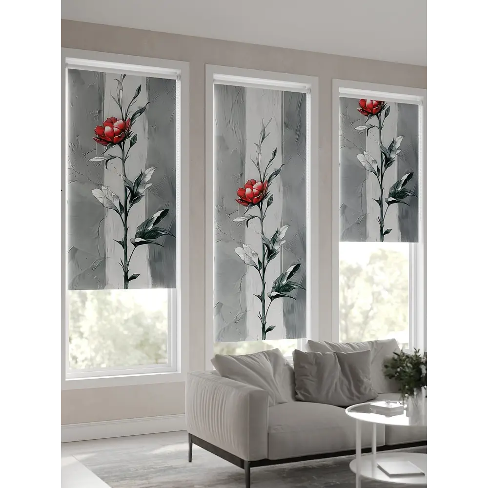 Фото Рулонная штора At Home Лирикас AT782298068, 68x170 см, цвет красный, серый