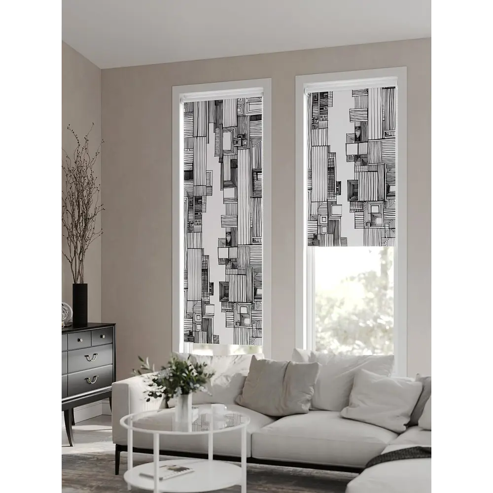 Фото Рулонная штора At Home AT777035, 57x170 см, цвет белый, серый Фото Рулонная штора At Home AT777035, 57x170 см, цвет белый, серый